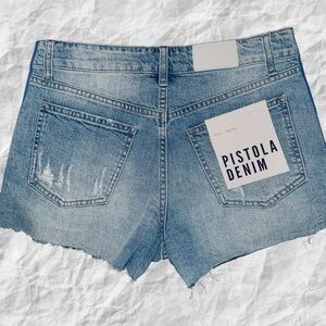 Pistola Winston Racer Stripe High Rise Faryed hem  denim shorts Size‎ 27